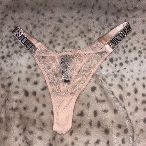 Victoria's Secret Pink Lace Thong with Embellished Straps